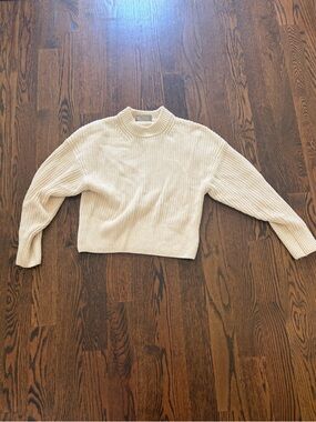Everlane Cream Ribbed Crewneck Sweater